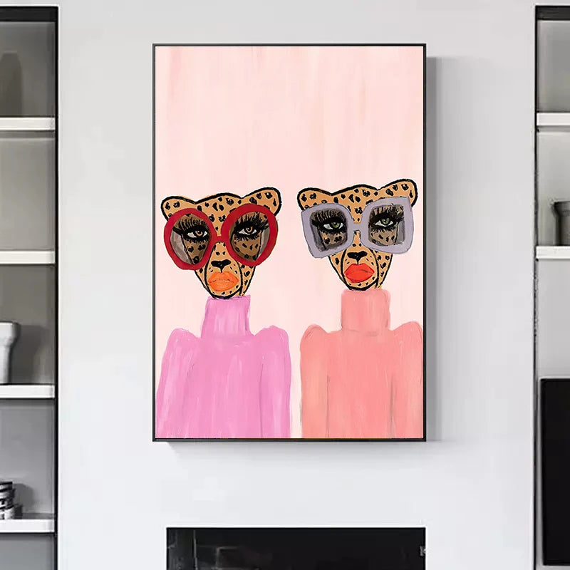 Abstract Pink Glasses Leopard Poster