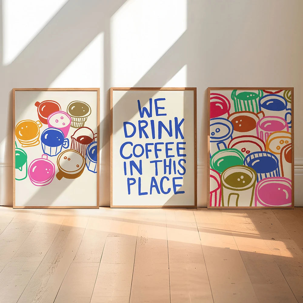 Neon Coffee Wall Art Canvas Poster