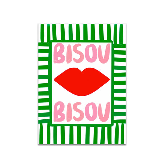 Bisou Bisou Green Canvas Wall Art Poster