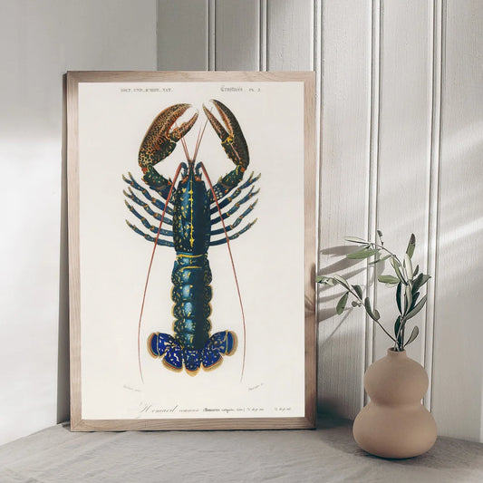 Blue Lobster Vintage Colourful Poster